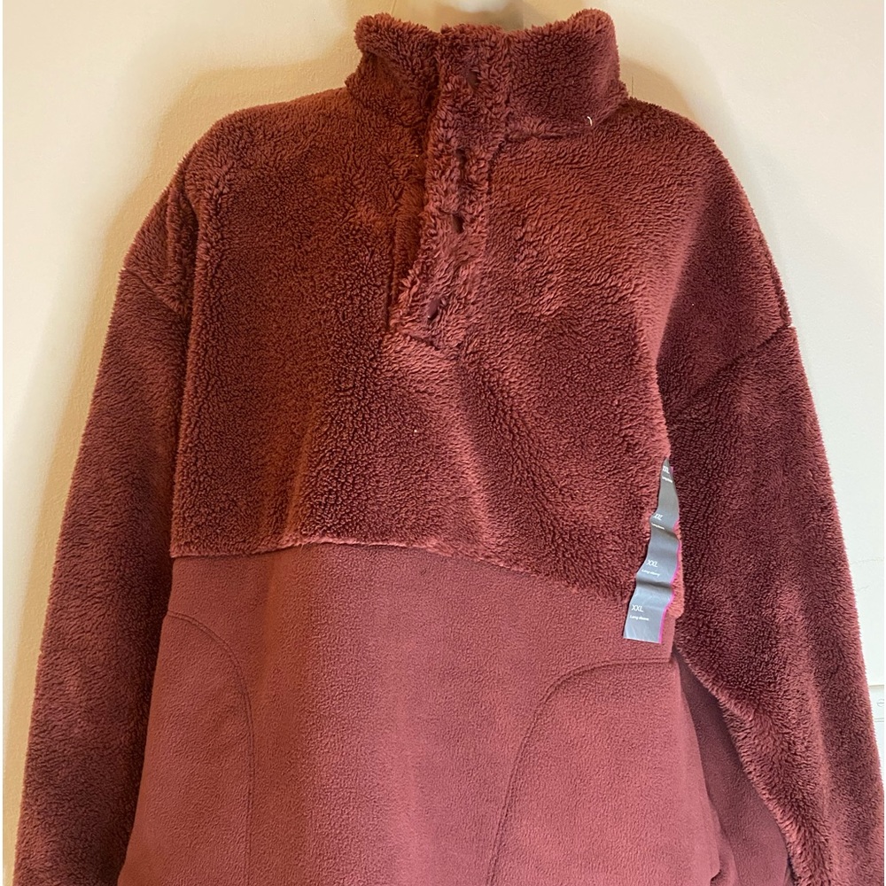 All in Motion Brown Sherpa Sweatshirt Bottom Tie Super Soft Sz XXL NWT HP 12/25
